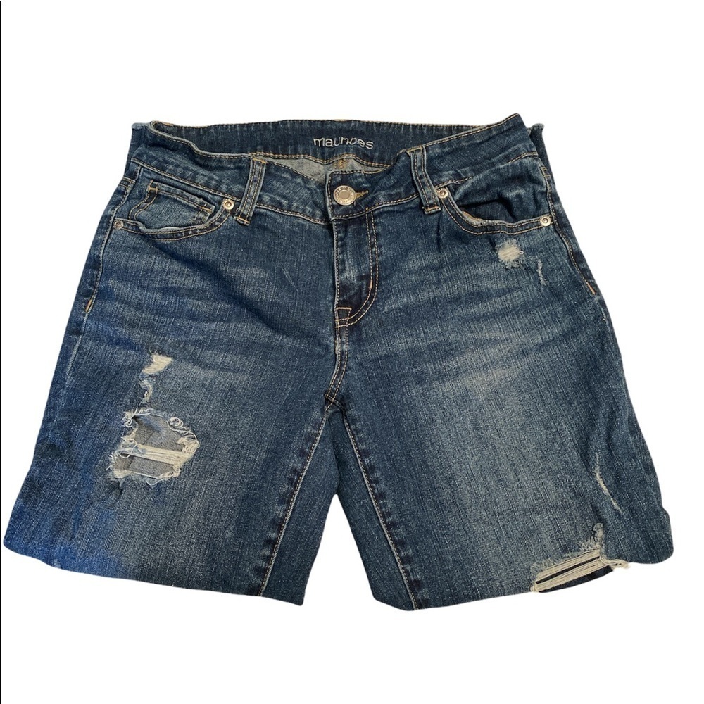 Maurices jeans button-zip closure front & back pockets distressed look Sz 4